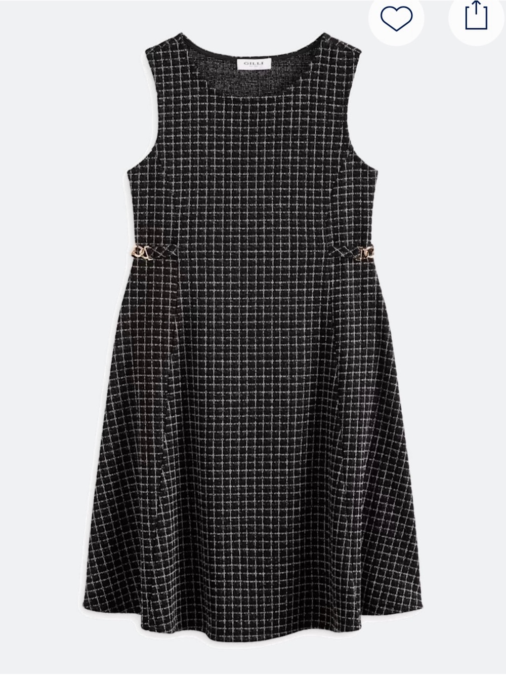 Stretch Tweed Black and White Checked A-Line Maternity Dress